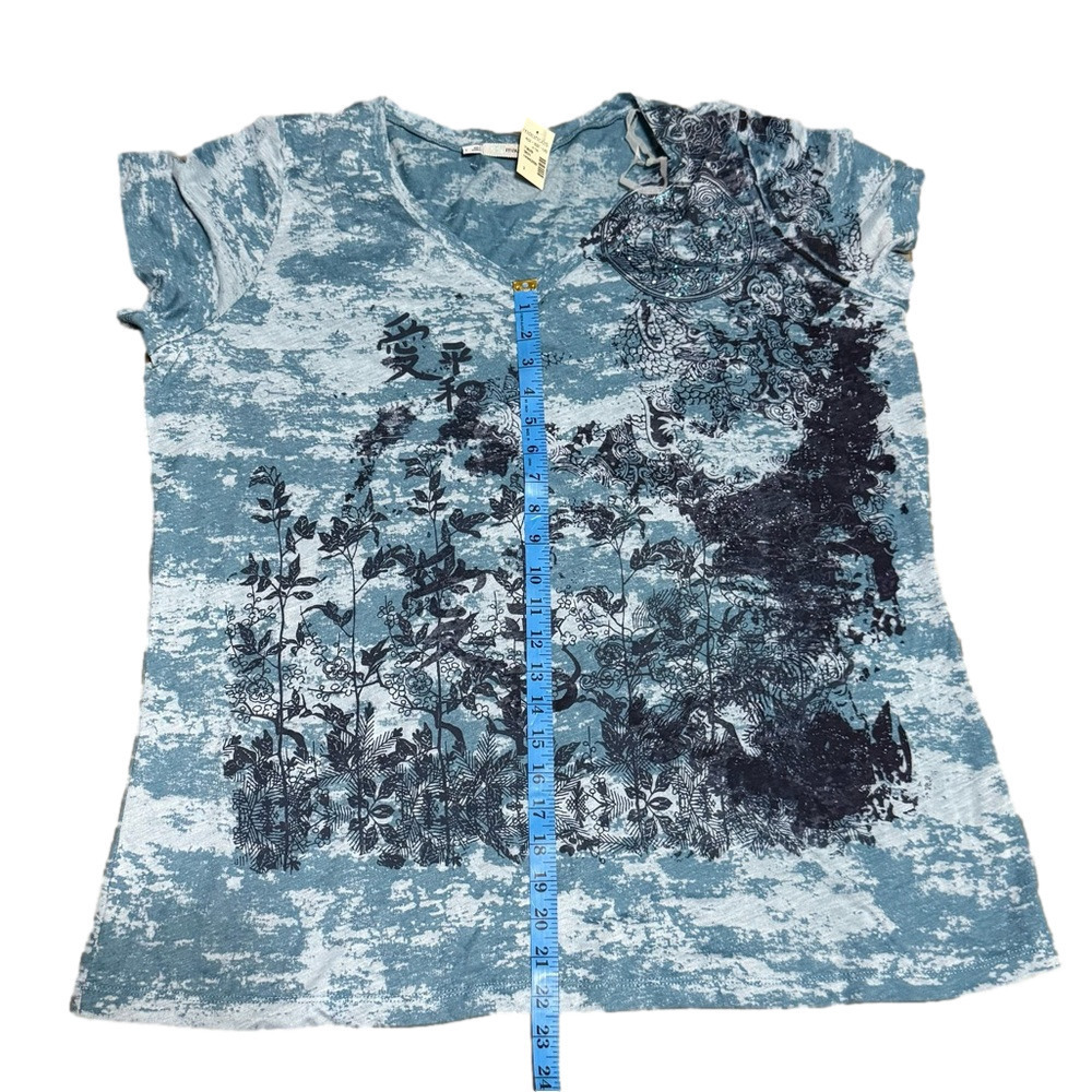 Maurice’s Plus Blue Patterned Graphic Cotton Polyester Top Women’s Size 3 - Picture 11 of 12